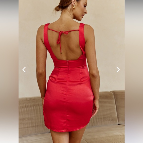 Selfie Leslie Come What May Pintuck Pleat Gathered Side Mini Dress Red NEW L/XL - Picture 3 of 16